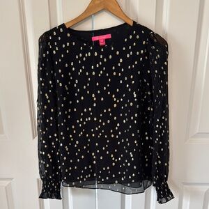 Lilly Pulitzer Black and Gold Silk Top